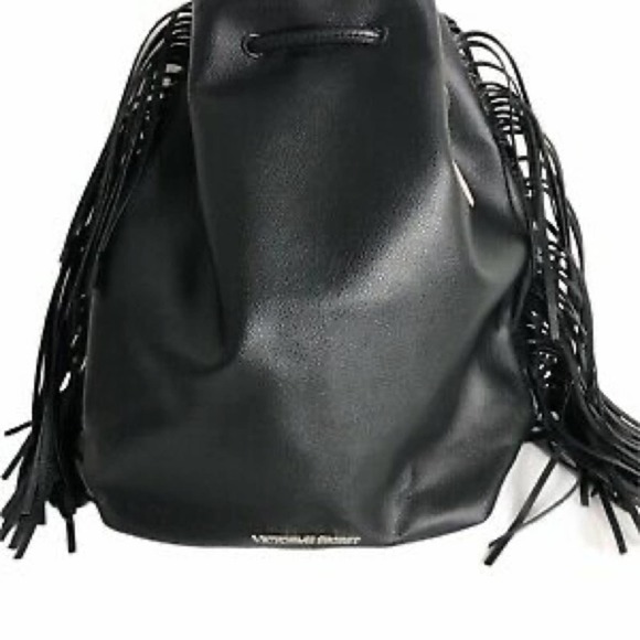 Victoria Secret Black Faux Leather Fringe Backpack Official Fashion Show… - Picture 4 of 10